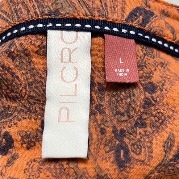 Pilcro Paisley Button-Front Blouse in Mustard and Blue - Picture 7 of 9